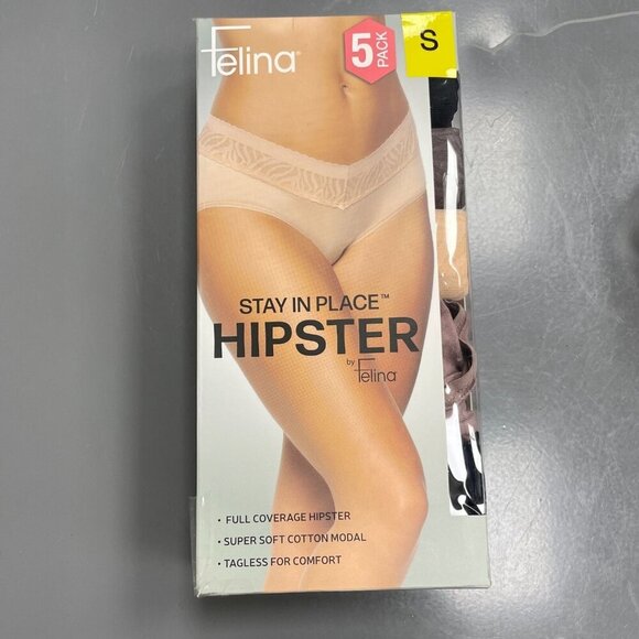 NEW Felina Women's S Stay In Place Hipster Panties 5-Pack Cotton/Modal Blend - Picture 1 of 5